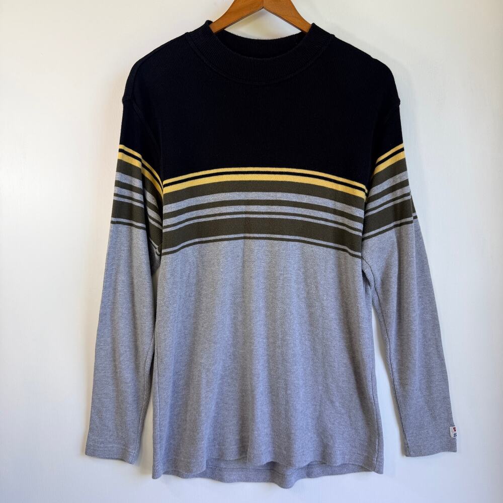 Vintage Levi’s Made USA Men’s Colorblock Cotton Striped Knit Sweater Size Large